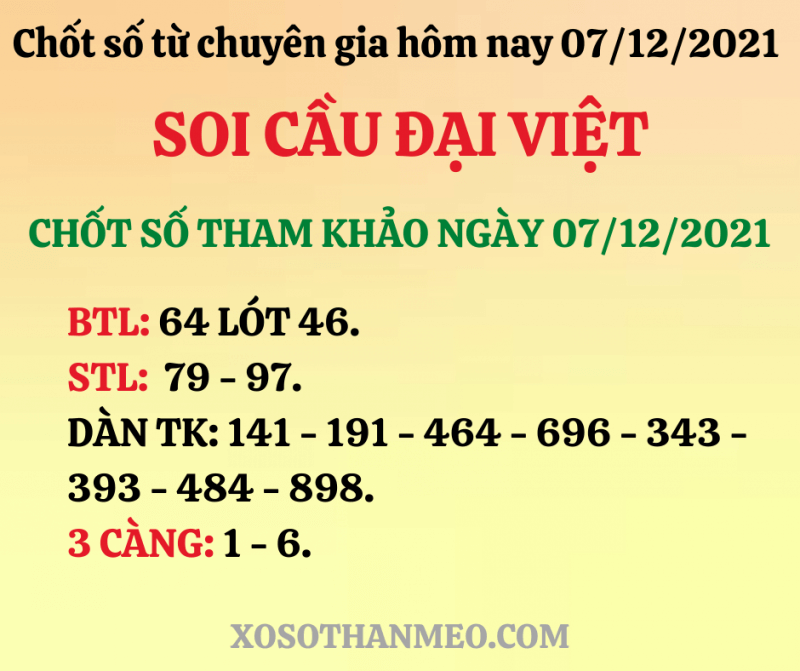 Chốt số XSMB 07/12/2021 cùng chuyên gia soi cầu nổi tiếng mỗi ngày