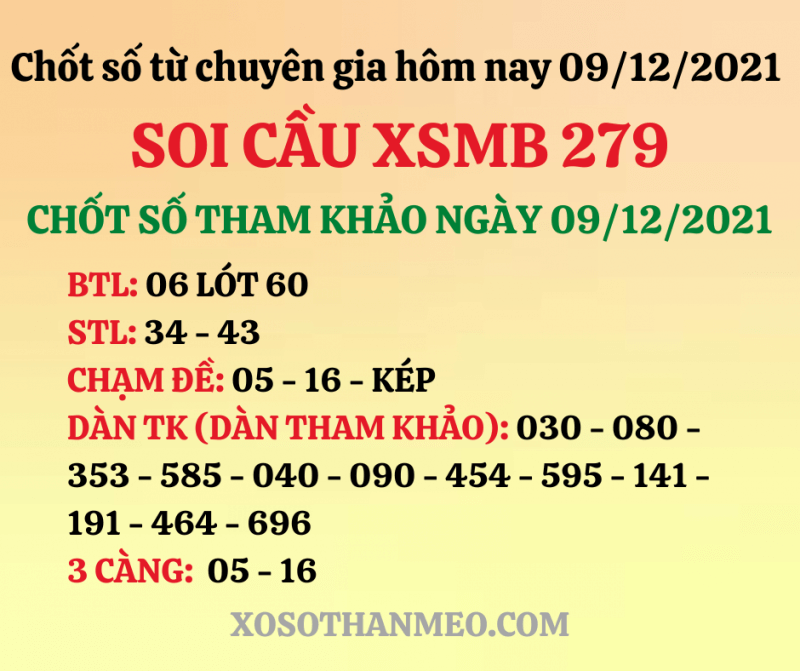 Chốt số XSMB 09/12/2021 cùng chuyên gia soi cầu nổi tiếng mỗi ngày