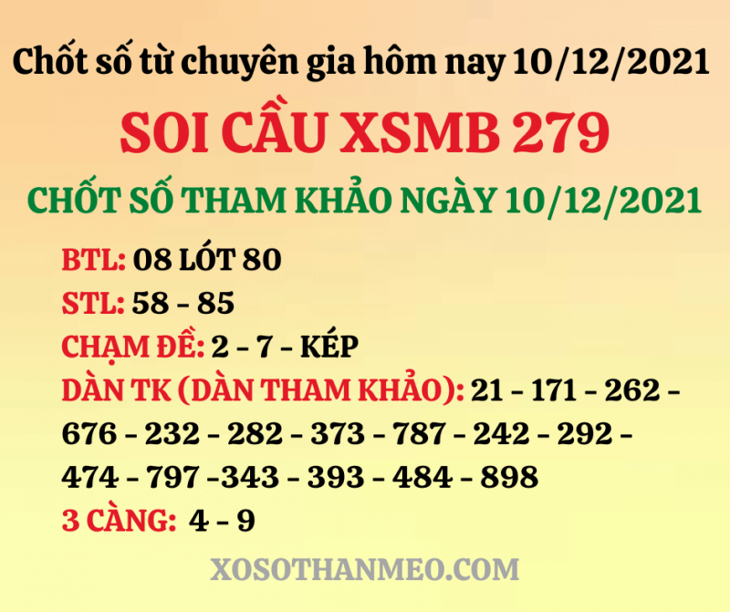 Chốt số XSMB 10/12/2021 cùng chuyên gia soi cầu nổi tiếng mỗi ngày