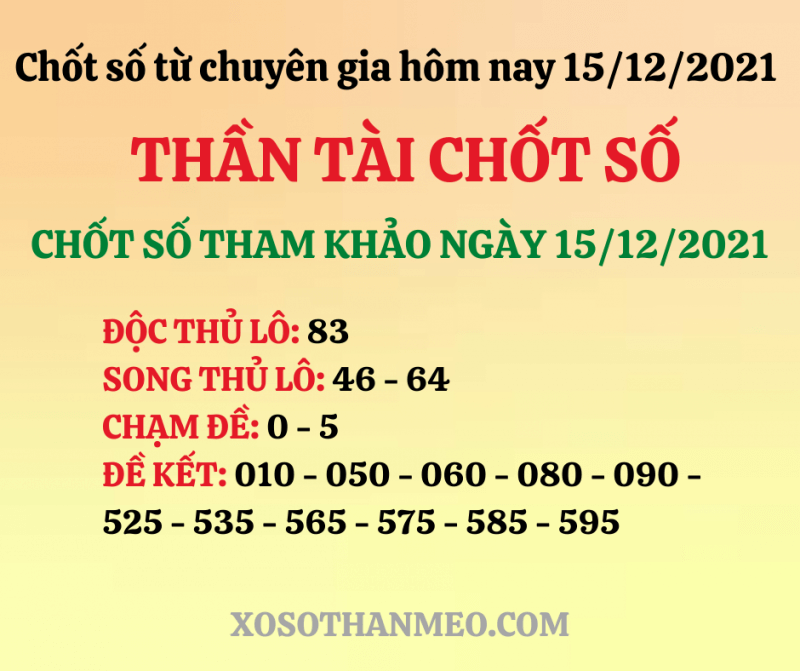 Chốt số XSMB 15/12/2021 cùng chuyên gia soi cầu nổi tiếng mỗi ngày