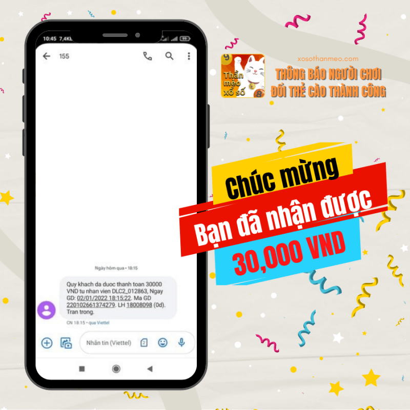Chúc mừng người chơi trúng thưởng ngày 04/01
