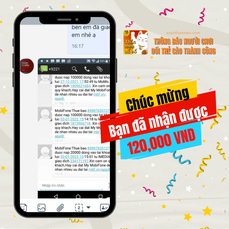 Chúc mừng người chơi trúng thưởng ngày 04/01