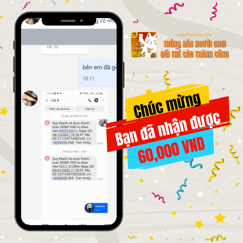 Chúc mừng người chơi trúng thưởng ngày 04/01