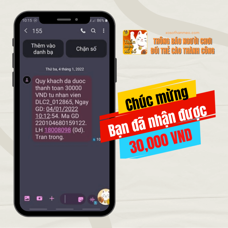 Chúc mừng người chơi trúng thưởng ngày 04/01