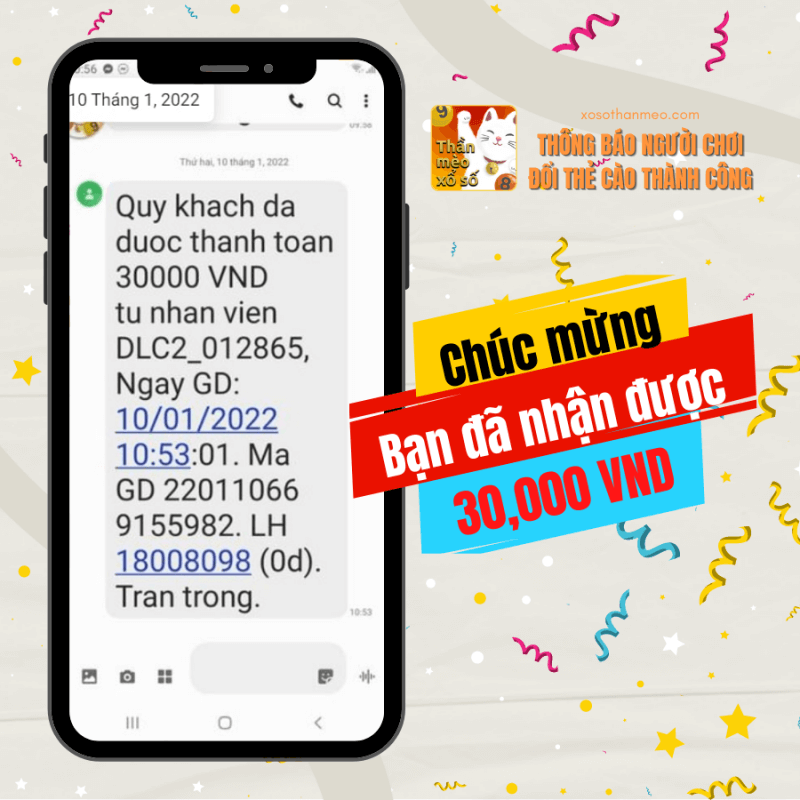 Chúc mừng người chơi trúng thưởng ngày 10/01/2022