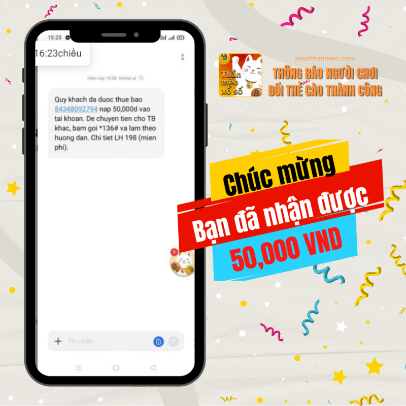 Chúc mừng người chơi trúng thưởng 17/02/2022