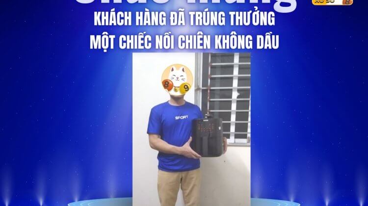 Chúc mừng người chơi đã trúng thưởng nồi chiên không dầu