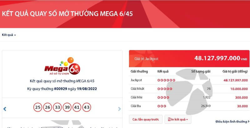 Jackpot 48 tỷ đồng đã nổ trong tháng 8/2022