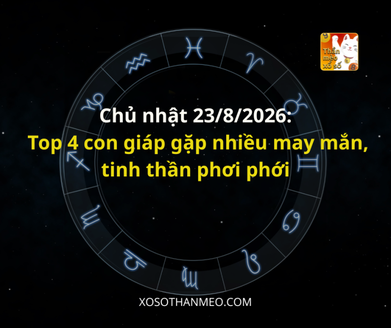 Chủ nhật 23/8/2026: Top 4 con giáp gặp nhiều may mắn, tinh thần phơi phới