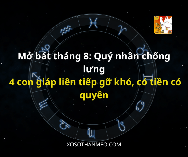 Mở bát tháng 8: Quý nhân chống lưng, 4 con giáp liên tiếp gỡ khó, có tiền có quyền